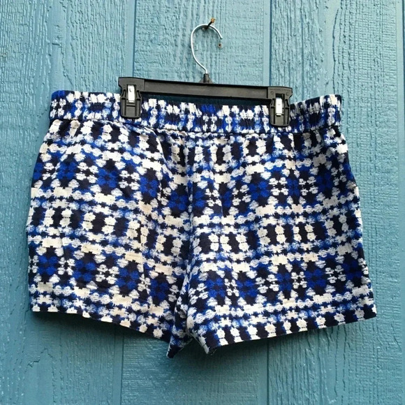 J. Crew Factory Blue Boho Printed Linen Blend Shorts Women’s Size 10 - Picture 3 of 6